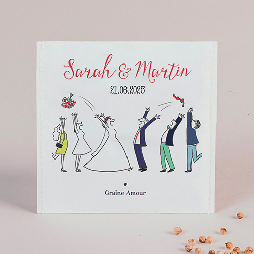Sachet de graine de mariage Lancer de bouquet à personnaliser