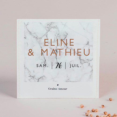 Sachet de graine de mariage Marbre à personnaliser