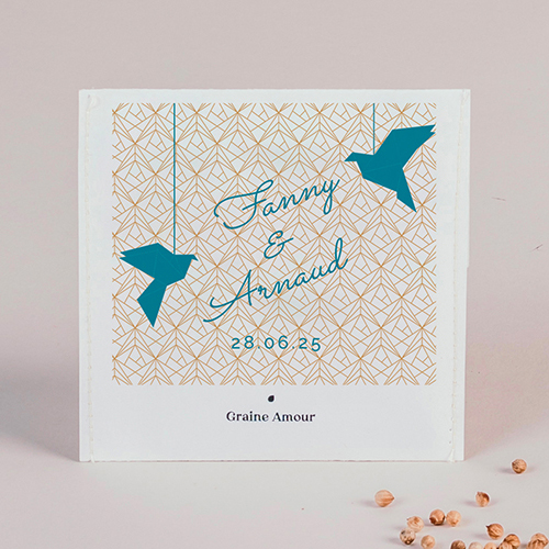 Sachet de graine de mariage Origami à personnaliser