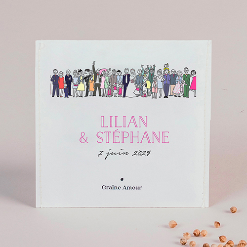 Sachet de graine de mariage Photo de groupe à personnaliser