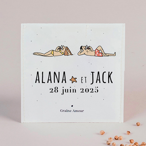 Sachet de graine de mariage Plage à personnaliser