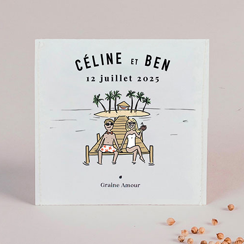 Sachet de graine de mariage Ponton à personnaliser
