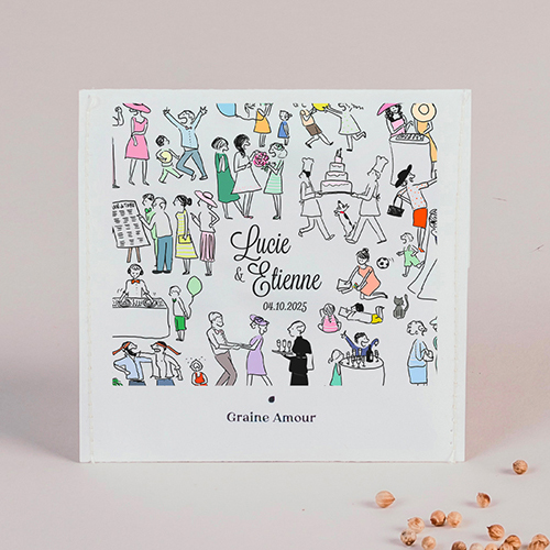 Sachet de graine de mariage Scène de mariage à personnaliser