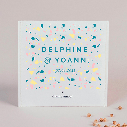 Sachet de graine de mariage Terrazzo à personnaliser