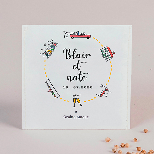 Sachet de graine de mariage Timeline à personnaliser