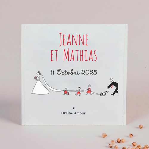 Sachet de graine de mariage Traîne de la mariée à personnaliser