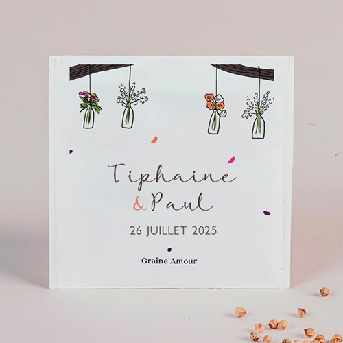 Sachet de graine de mariage Vases suspendus à personnaliser