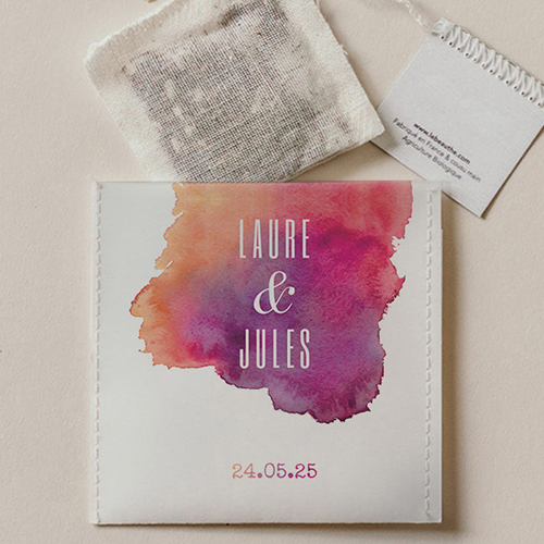 Sachet de thé de mariage Aquarelle à personnaliser