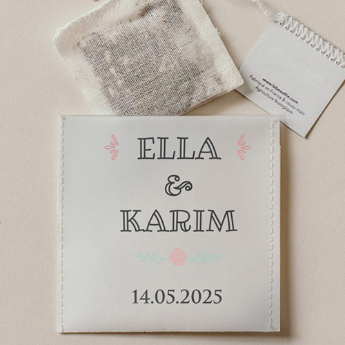 Sachet de thé de mariage Ardoise à personnaliser