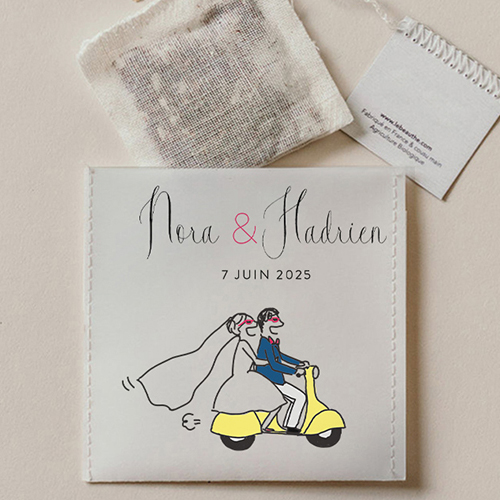 Sachet de thé de mariage Arrivée des mariés à personnaliser