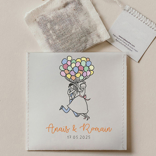 Sachet de thé de mariage Ballons à personnaliser