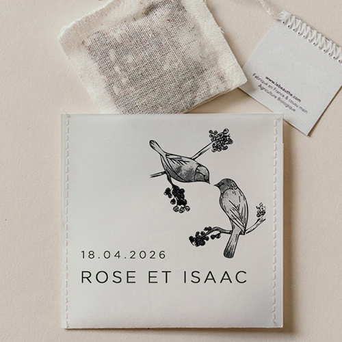 Sachet de thé de mariage Birds à personnaliser