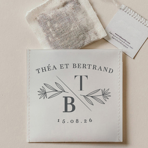 Sachet de thé de mariage Blason à personnaliser