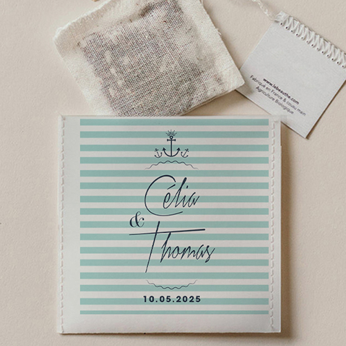 Sachet de thé de mariage Bord de mer à personnaliser
