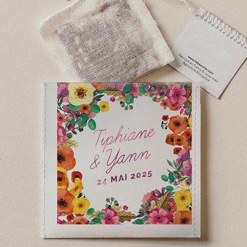 Sachet de thé de mariage Champêtre à personnaliser