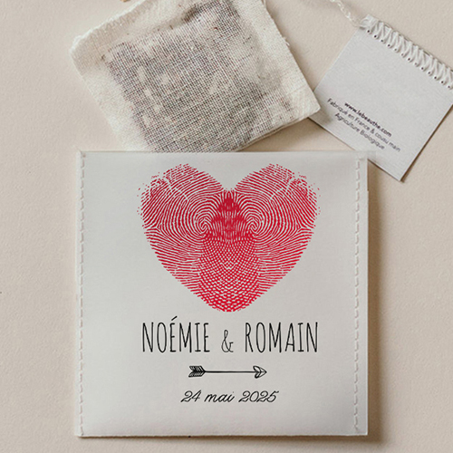 Sachet de thé de mariage Coeur à personnaliser