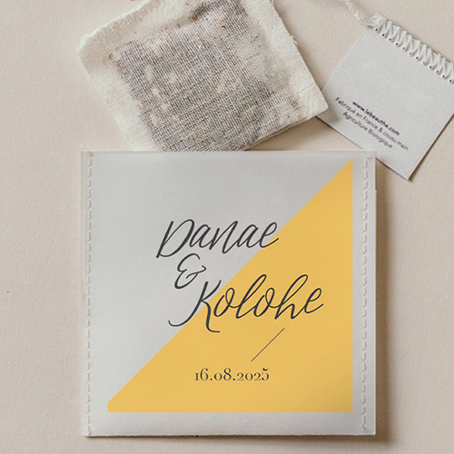 Sachet de thé de mariage Color block à personnaliser