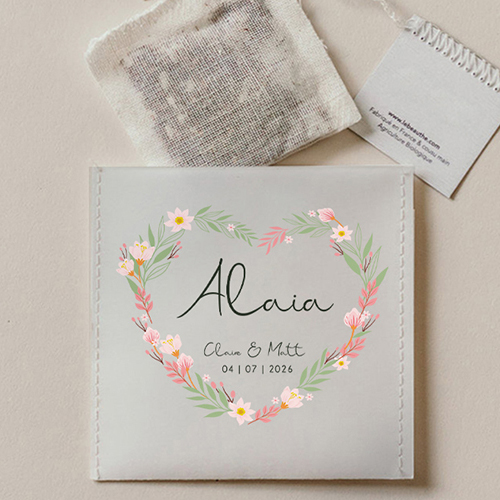 Sachet de thé de mariage Couronne coeur à personnaliser