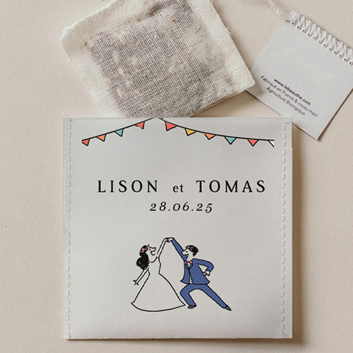 Sachet de thé de mariage Danseurs à personnaliser