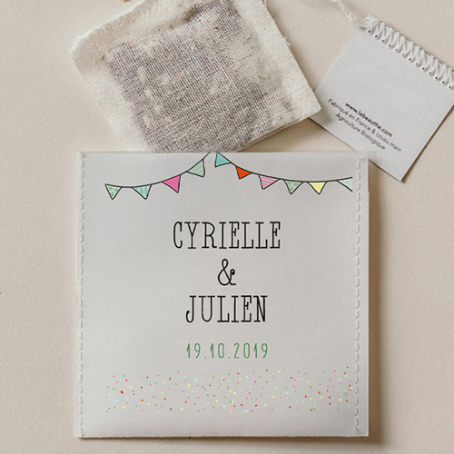 Sachet de thé de mariage Fanions à personnaliser