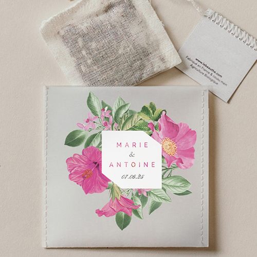 Sachet de thé de mariage Floral à personnaliser