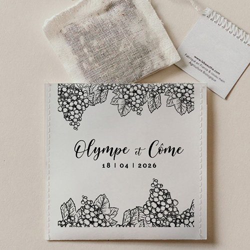 Sachet de thé de mariage Grappes à personnaliser