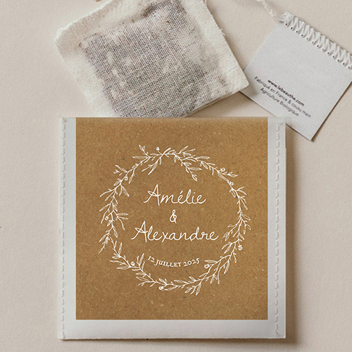 Sachet de thé de mariage Kraft à personnaliser
