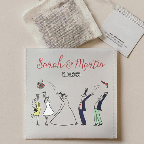 Sachet de thé de mariage Lancer de bouquet à personnaliser