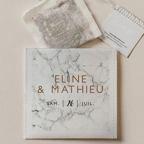 Sachet de thé de mariage Marbre à personnaliser