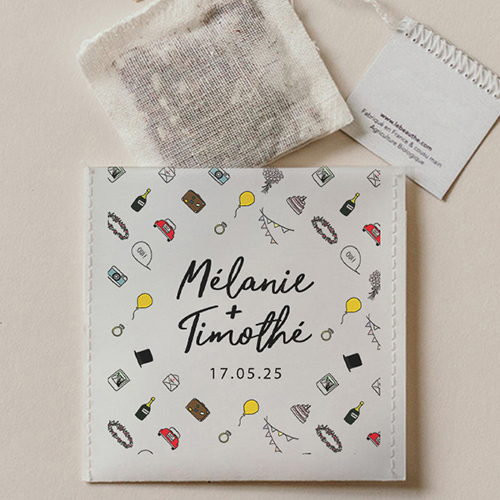 Sachet de thé de mariage Motifs à personnaliser