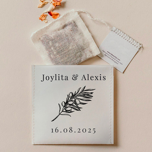 Sachet de thé de mariage Olivier à personnaliser