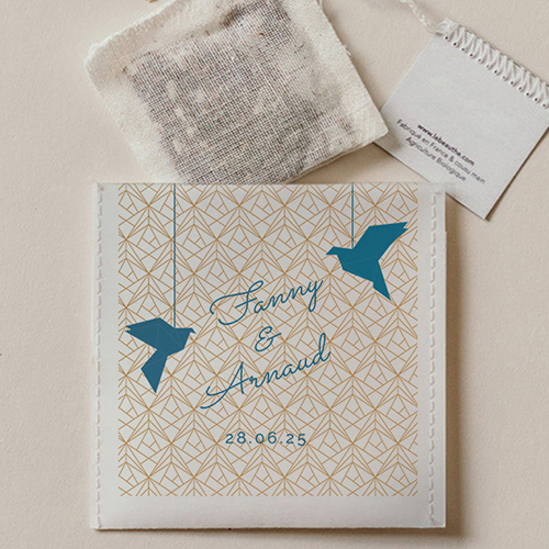 Sachet de thé de mariage Origami à personnaliser