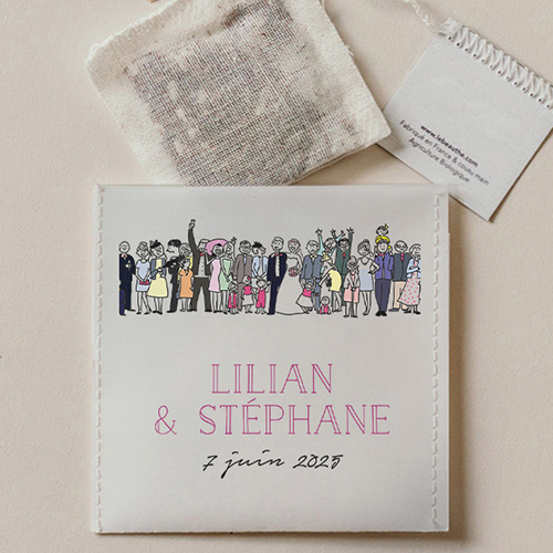 Sachet de thé de mariage Photo de groupe à personnaliser