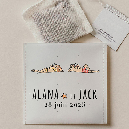 Sachet de thé de mariage Plage à personnaliser