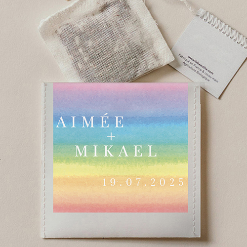 Sachet de thé de mariage Rainbow à personnaliser