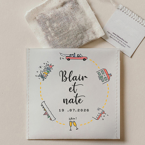 Sachet de thé de mariage Timeline à personnaliser