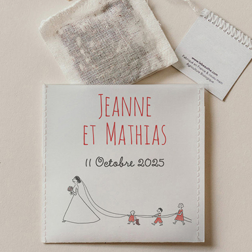 Sachet de thé de mariage Traîne de la mariée à personnaliser