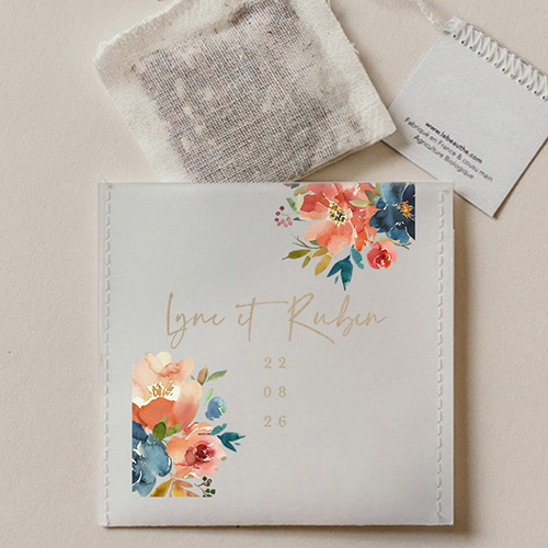 Sachet de thé de mariage Zinnia à personnaliser