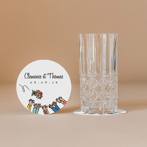 Sous-bock de mariage Bouquet à personnaliser