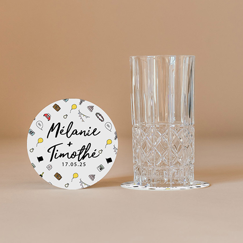 Sous-bock de mariage Motifs à personnaliser