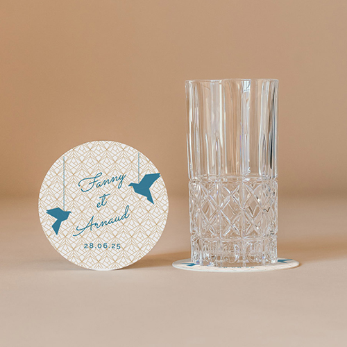 Sous-bock de mariage Origami à personnaliser