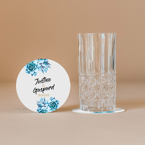 Sous-bock de mariage Succulentes à personnaliser