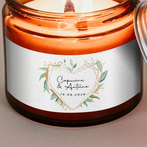 Sticker bougie de mariage Coeur géométrique à personnaliser