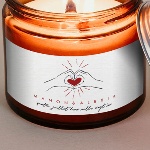 Sticker bougie de mariage Coeur rouge à personnaliser