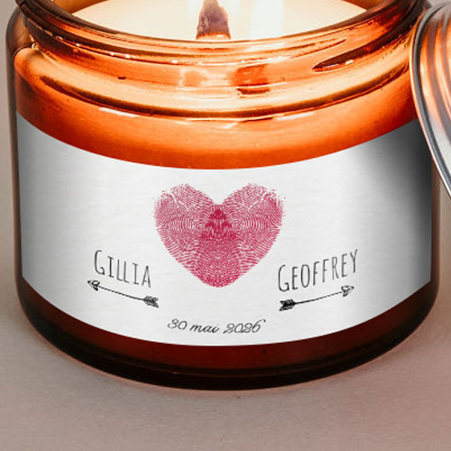 Sticker bougie de mariage Coeur à personnaliser