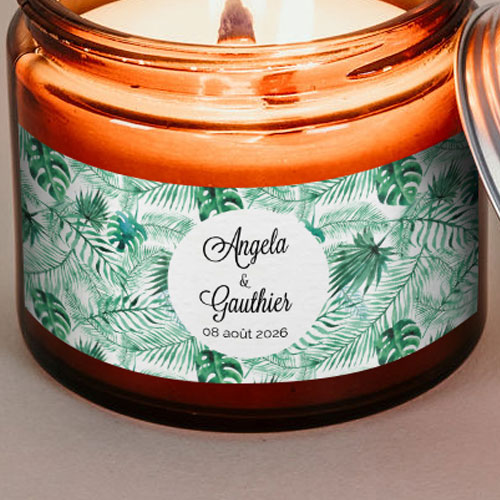 Sticker bougie de mariage Jungle à personnaliser