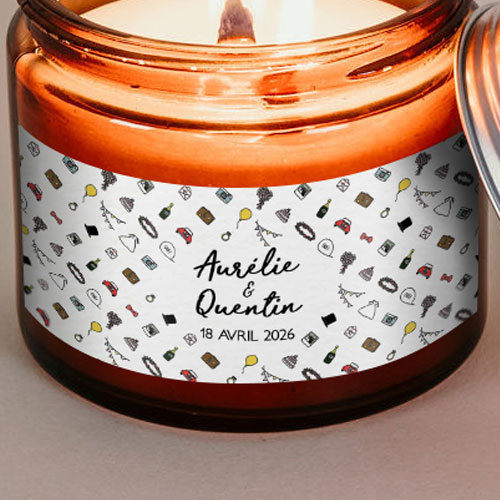 Sticker bougie de mariage Motifs à personnaliser