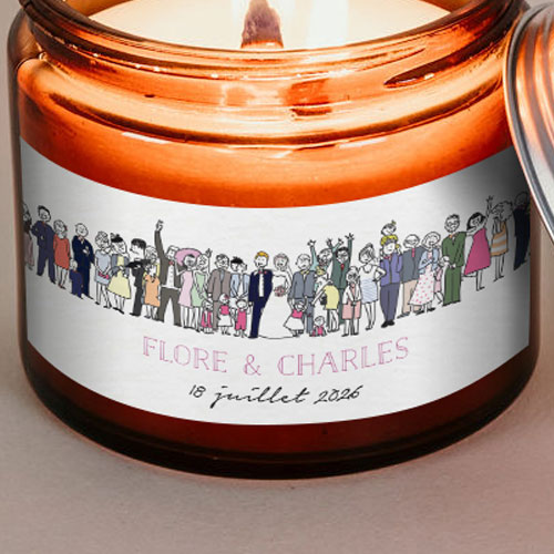 Sticker bougie de mariage Photo de groupe à personnaliser