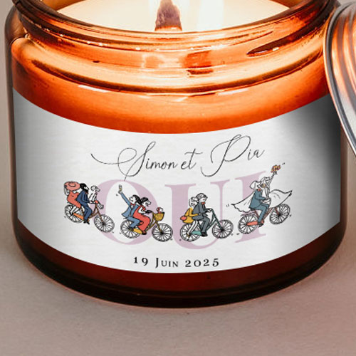 Sticker bougie de mariage Vélos à personnaliser