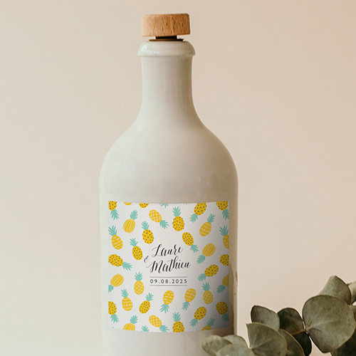 Sticker bouteille de mariage Ananas à personnaliser